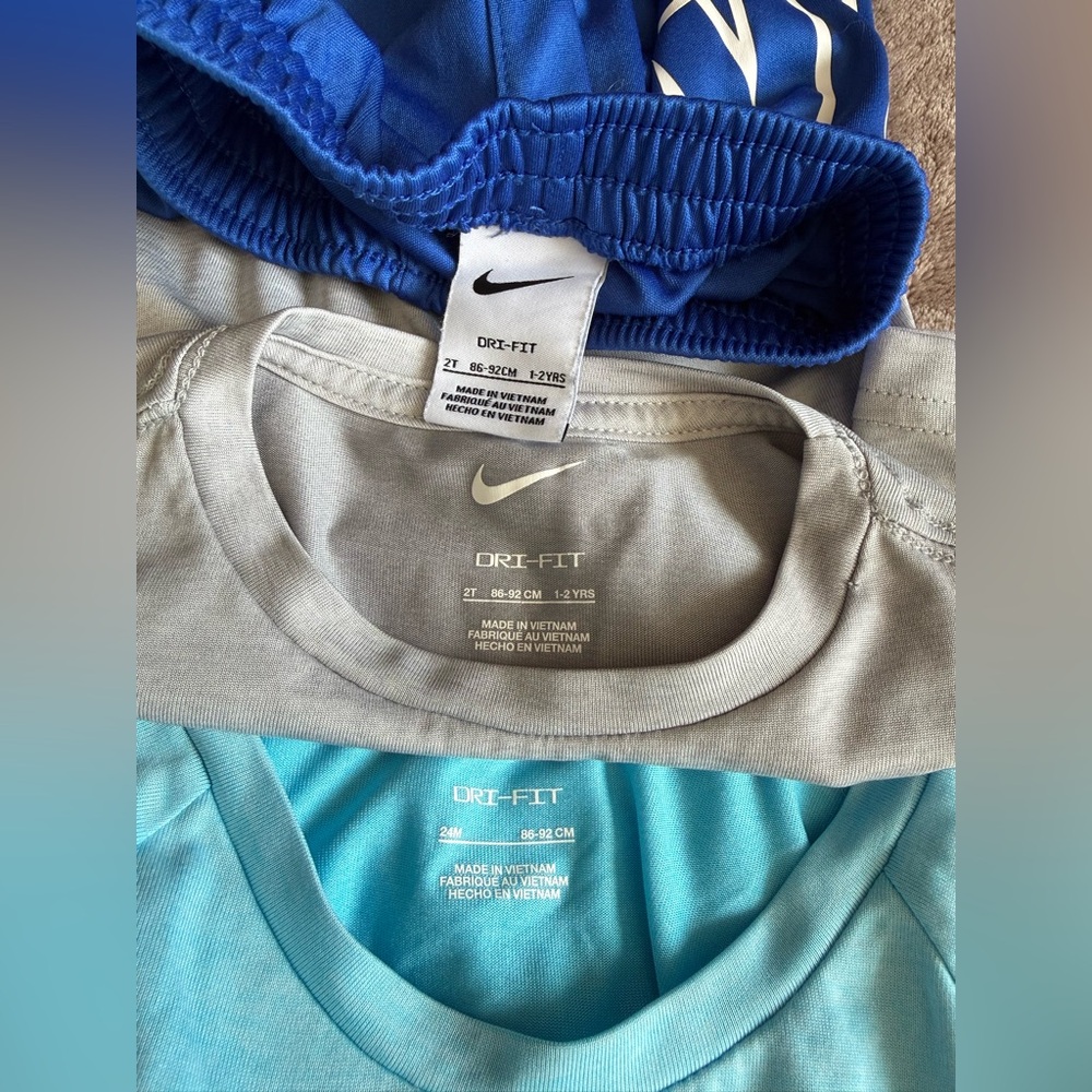 Nike Kids' Aqua and Gray Short Sleeve Tees with Matching Blue Shorts - Picture 3 of 3